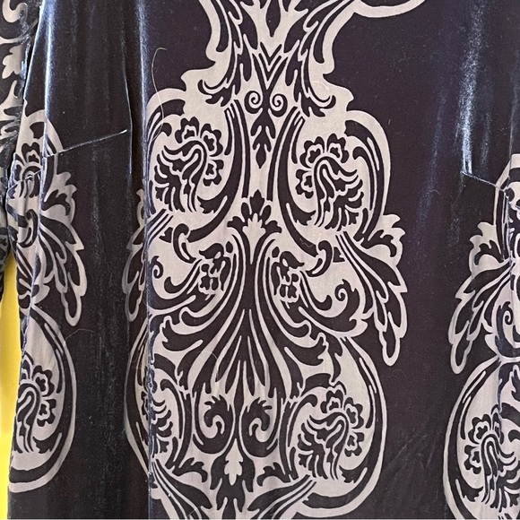 NWT Marina Royal Blue Stretch Velvet Burnout Placement Print Dress Size 18W - Picture 5 of 11